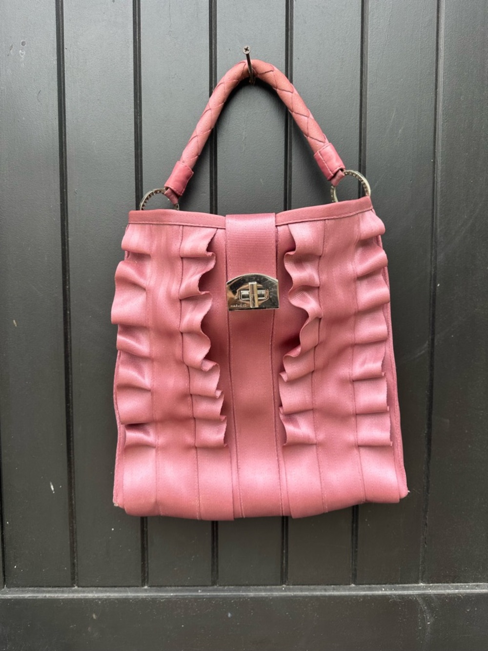 Blush Pink Lola Ruffle Shoulder Bag with Braided Handle!